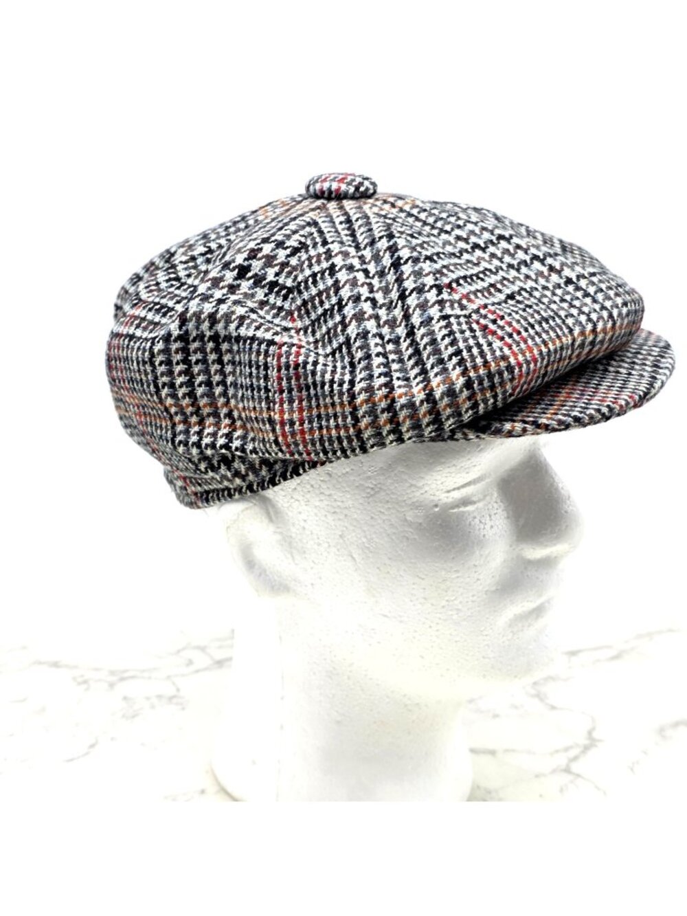Kangol Flat Cap Beret Mens M Black Tweed Wool Newsboy Old Money Squire England
